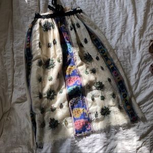 Anthropologie Woven Lined Midi Skirt